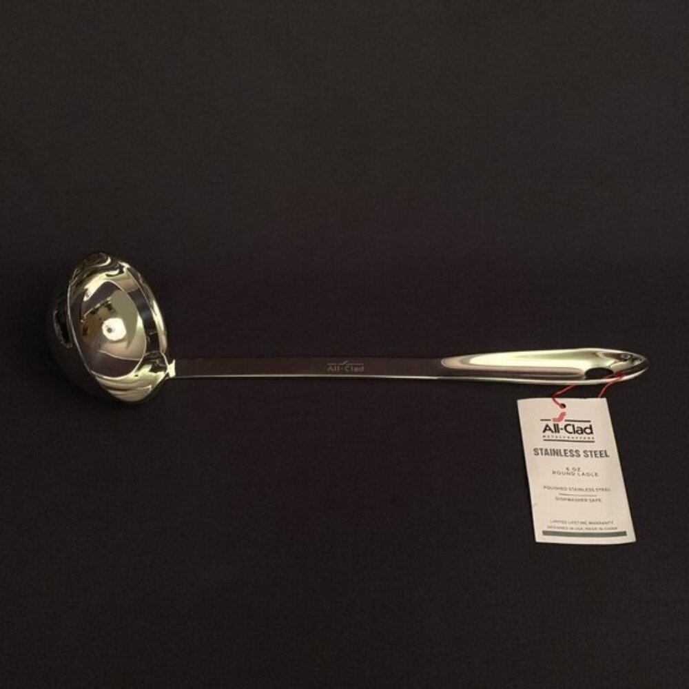 ALL CLAD Large Stainless Steel Round Ladle 15” Server NWT